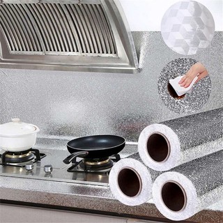 Giấy bạc dán bếp tráng nhôm cách nhiệt màu bạc, Miếng decal dấn tường nhà bếp chống thấm bền đẹp_ GD Quý Nhi