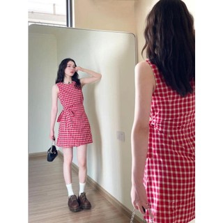 Váy 2 dây ulzzang trễ vai babydoll dáng ngắn , Đầm 3 lỗ kẻ caro (ảnh video thật)