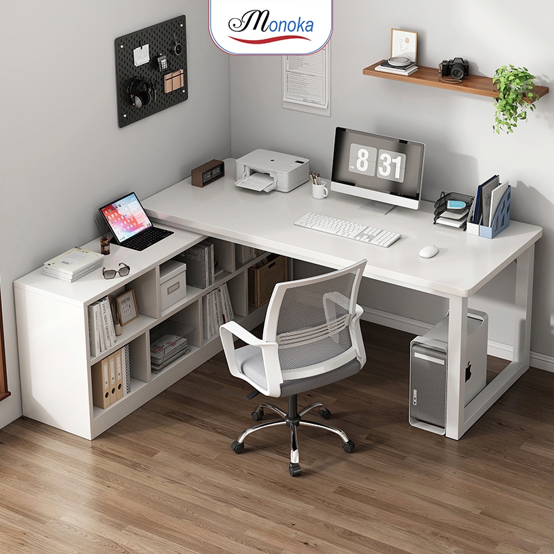 Bàn làm việc kết hợp kệ sách gỗ phong cách hiện đại thương hiệu Monoka - GM131