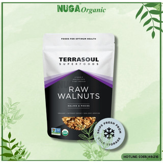 Hạt óc chó hữu cơ (Organic raw walnut) - Terrasoul Superfoods - 454g