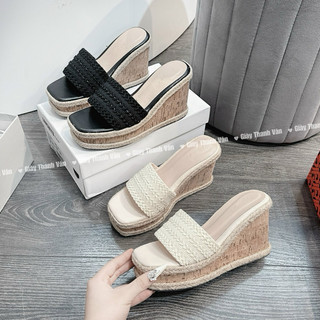 Dép xuồng vải quai nhún cao 9 phân(D0067)