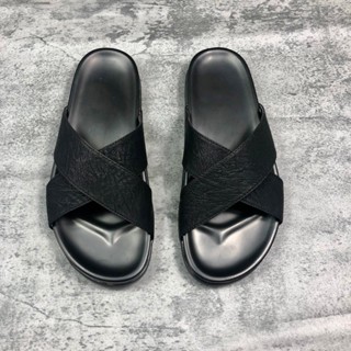 Dép Nam 2 QUAI CHÉO DA SÍT ĐEN cao cấp