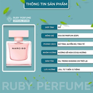 [ AUTH ] Nước Hoa Nữ Narciso Rodriguez Cristal EDP - Trẻ Trung , Quyến Rũ - RubyPerfume