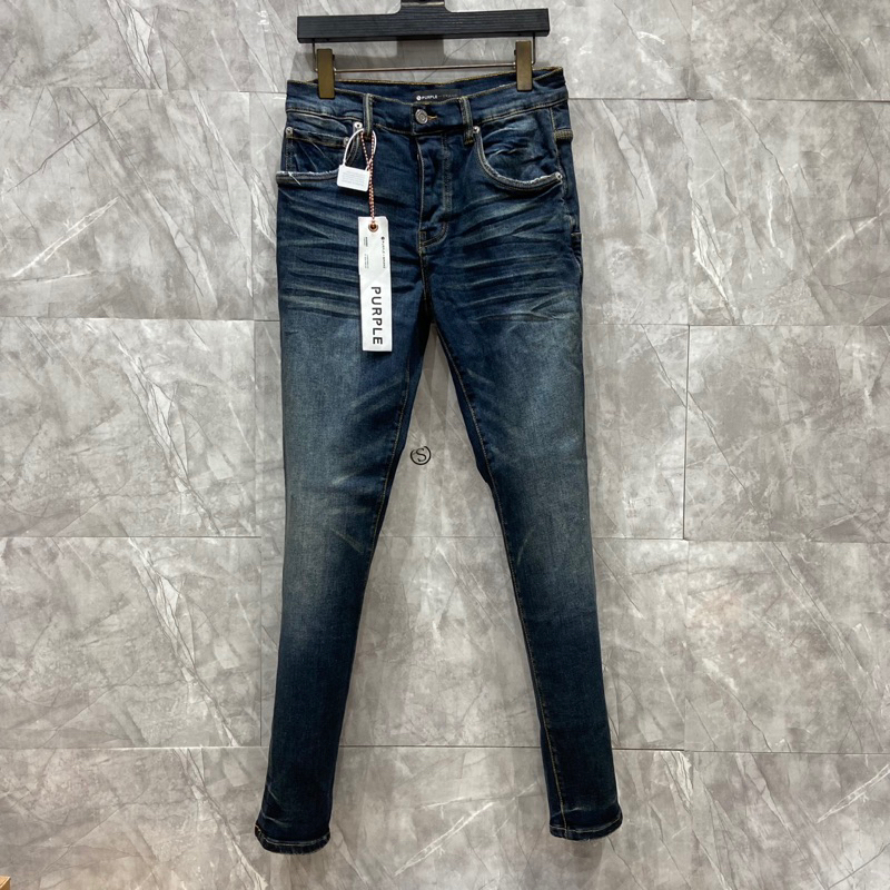 Quần Jeans Bò Nam Pp Xanh Sậm Trơn Vân Gấu Sau Siêu Nét Tag Nhựa Logo Dập Khuy Thiết Kế Đơn Giản Không Cầu Kỳ - Hàng QC