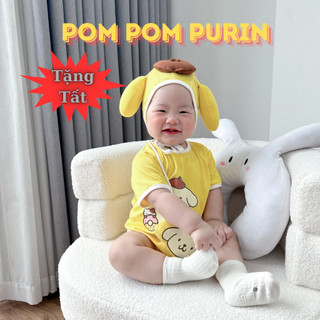 Body POMPOMPURIN Vàng Kèm Mũ Chất Thun Mềm Mịn Dành Cho Cho Bé Trai Bé Gái Nghe's House