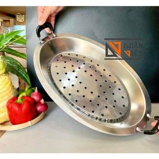 Khay cá chép om dưa inox, hàng loại 1 to dày 53 x 33cm ( GD Quý Nhi)