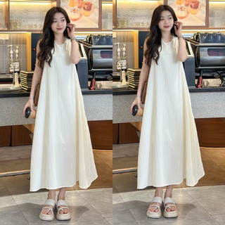 Váy suông dáng dài - Đầm đi biển chất gân xốp sat nách form rộng thời trang basic trẻ trung dạo phố xinh