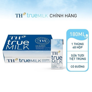 [Hoả Tốc] Thùng 48 hộp sữa tươi tiệt trùng có đường/ít đường/nguyên chất TH True Milk 180ml (180ml x 48)