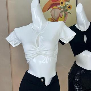 Áo thun CROPTOP bắt xoắn óc _tạo khoét xinh  , Áo thun tn crôtp  tạo xoắn thắt eo  cực xinh