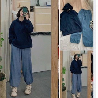 Quần culottes nhung gân tăm ống rộng style ullzang bo gấu ( kèm hình thật)