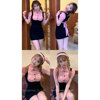 [CÓ SẴN, ẢNH THẬT] 𝐓𝐕 𝐒𝐎𝐔𝐋 Đầm body nút tim đen hồng