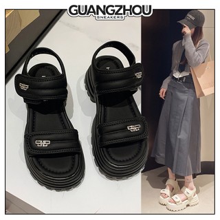Sandal Nữ Quai Dán Đính Đá N128 Full Box, Dép Quai Hậu QCCC Đế Cao 5cm Hot Trend