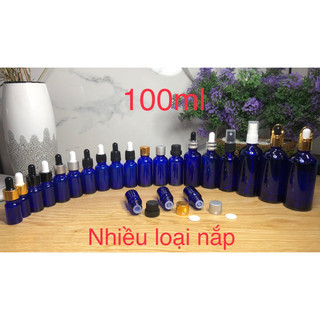 Chai 100ml xanh dương đựng serum mỹ phẩm tinh dầu