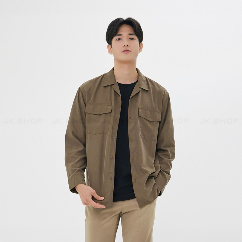 [8 se con] Áo sơ mi nam dài tay cổ mở Poket Relax fit size L XL XXL