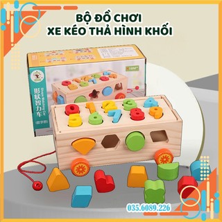 Đồ chơi gỗ, ô tô thả hình số đếm giúp em học toán hiệu quả
