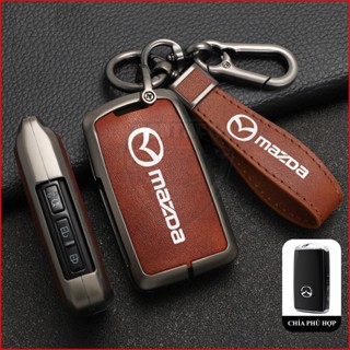 Ốp Chìa Khóa Xe Mazda2, Mazda3, Mazda6, Mazda CX-5 CX-8 CX-3 CX-30 Hợp Kim Cao Cấp Phối Da 3 Màu