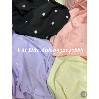 Vải thô thêu hoa 4 màu