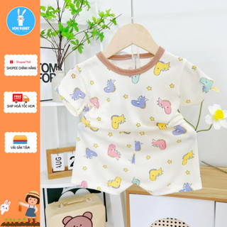 , Đồ bộ cho trẻ vải tăm gân cao cấp hoạ tiết khủng long gấu cho bé gái bé trai, UCHI50