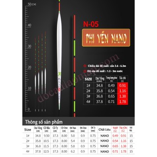 Phao phi yến nano n05 - phao câu đài, phao câu cá phi