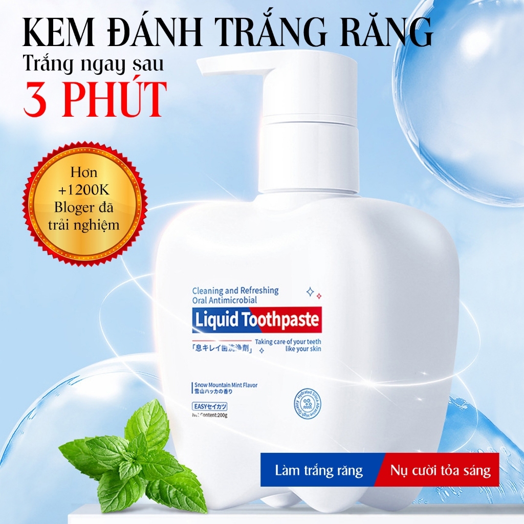 Kem Đánh Răng Liquid Toothpaste Loại Bỏ Cao Răng, Giảm Ố Vàng, Trắng Sáng, Giảm Tình Trạng Hôi Miệng