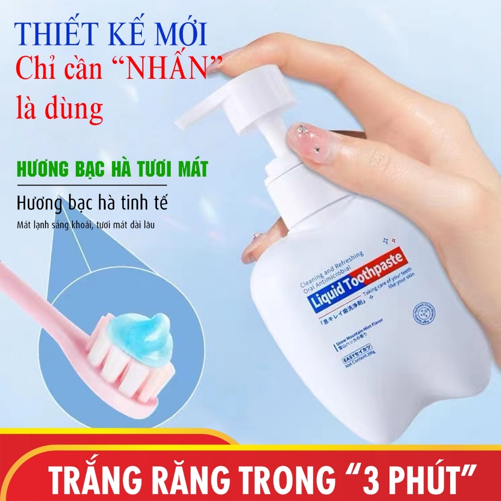 Kem Đánh Răng Liquid Toothpaste Loại Bỏ Cao Răng, Giảm Ố Vàng, Trắng Sáng, Giảm Tình Trạng Hôi Miệng