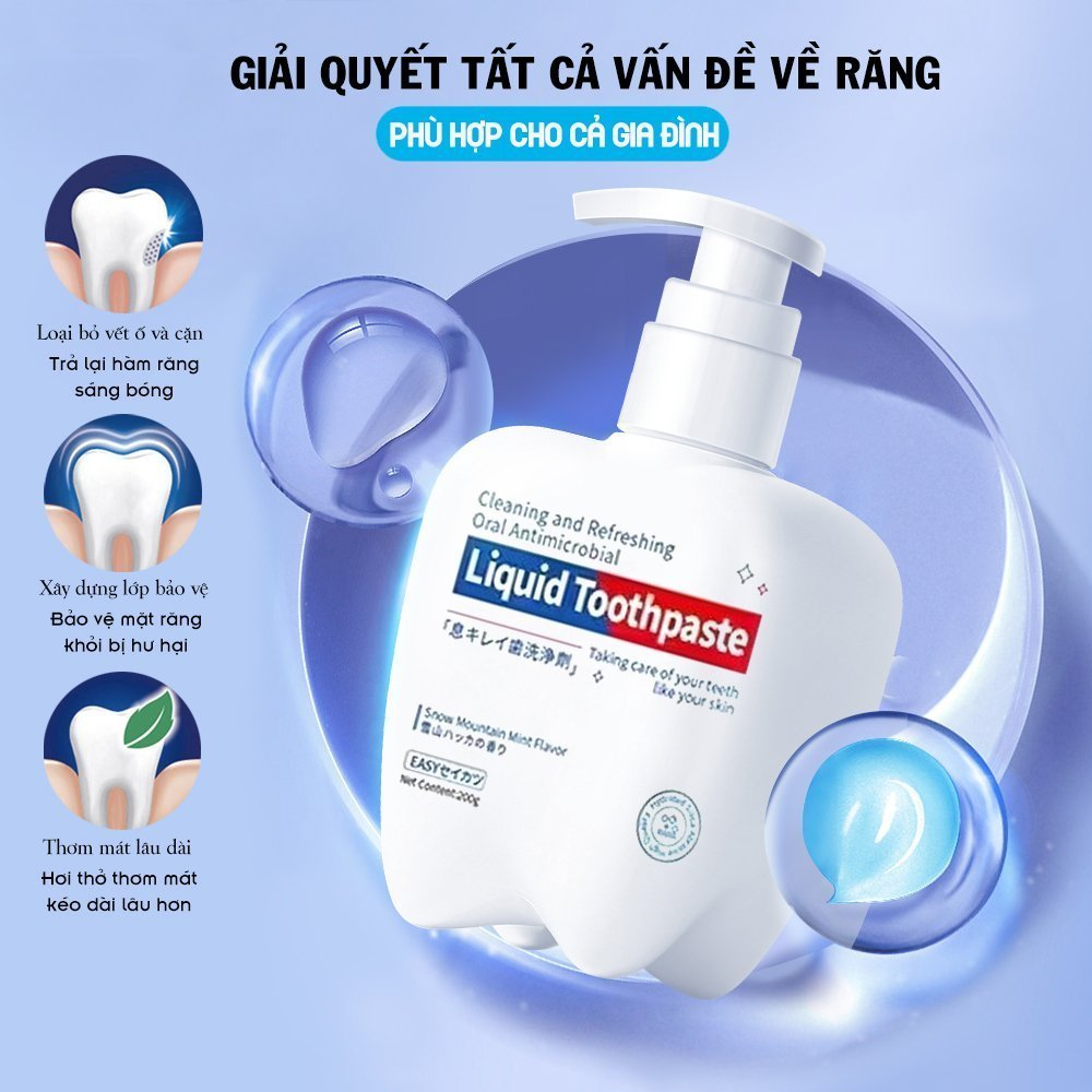 Kem Đánh Răng Liquid Toothpaste Loại Bỏ Cao Răng, Giảm Ố Vàng, Trắng Sáng, Giảm Tình Trạng Hôi Miệng