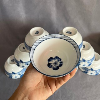 Bộ gốm sứ chén ăn cơm 11.5cm hoa trà - hoa văn trong và ngoài chén