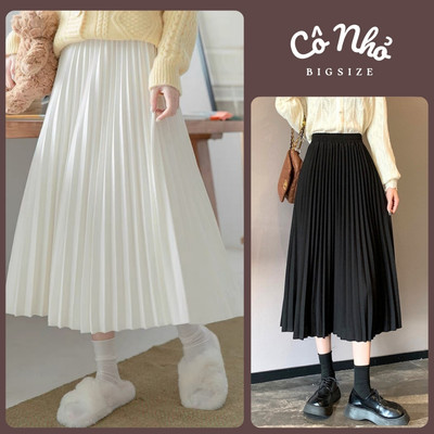 Chân Váy Dài Bigsize Nữ Cạp Cao Xếp Ly Xòe Nhẹ Nhàng Phong Cách Ulzzang Hàn Quốc CV12
