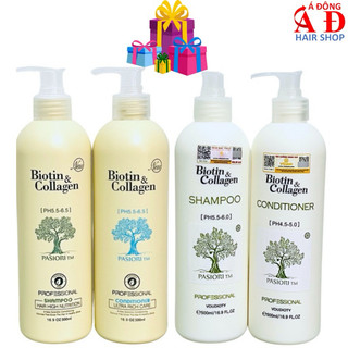 Bộ dầu gội xả Biotin & Collagen Trắng Pasiori phục hồi ngăn rụng kích thích mọc tóc 500ml