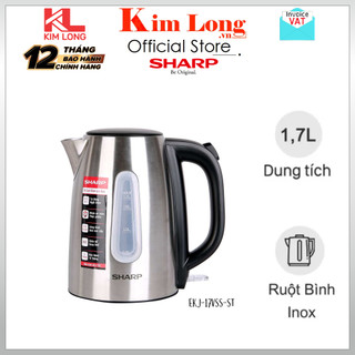Ấm đun siêu tốc Sharp EKJ-17VSS-ST 1.7 Lít inox - Bảo hành 12 tháng