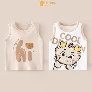 [Vải thun ] Áo ba lỗ bé trai bé gái LOTUKA dễ thương, quần áo cho bé mặc nhà, Bộ quần áo trẻ em mùa hè 4-18kg