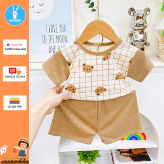 , Đồ bộ cộc tay cho bé mùa thu đông vải tăm gân cao cấp cho bé gái bé trai, UCHI54