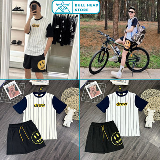 Bộ quần áo nam đ-riu sọc kẻ đen siêu nét – bộ quần áo nam nữ đ-riu logo in siêu chất