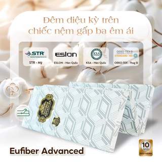 Nệm Đa Tầng Cao Su Bông Gấp 3 Eufiber Advanced Kim Cương, Êm Ái, Nâng Đỡ Cột Sống Tối Ưu