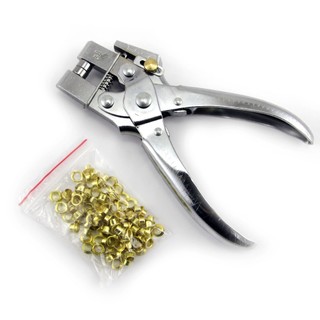 Kìm bấm lỗ giấy, da 5mm, bấm khoen 4.5mm dùng cho giấy, da, bạt tặng kèm túi khoen 100c