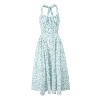 [Order]Đầm cổ yếm dáng dài hoa nhí phong cách Vintage Âu Mỹ