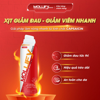 Xịt Giảm Đau Mollifynovo Warm & Pain Relief - Dầu Xoa Bóp Giảm Đau Xương Khớp, Massage Cổ Vai Gáy