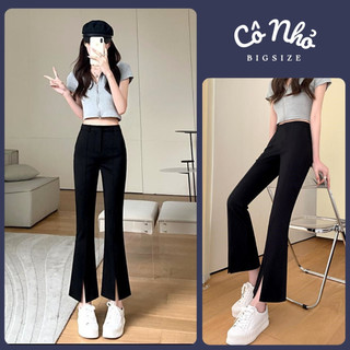 Quần Bigsize Nữ Ống Loe Xẻ Tà Có Túi Trước Vải Umi Mát Mềm Mại Co Giãn Thoải Mái QOLX