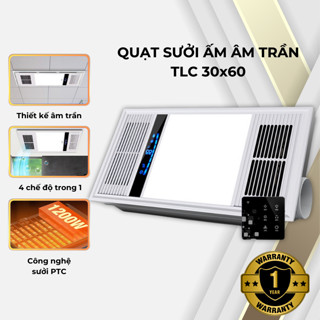 [ Chính Hãng ] Quạt sưởi nhà tắm âm trần TLC đa năng Luxury 60x30cm, Quạt sưởi âm trần TLC