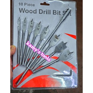 Bộ mũi khoan khoét lỗ gỗ hình đuôi cá 10 chi tiết 6mm 10mm 13mm 16mm 19mm 22mm 25mm 32mm, mũi khoét gỗ