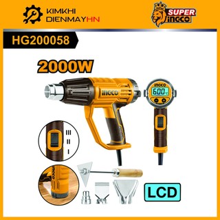 Máy khò nhiệt, máy thổi hơi nóng ingco hg200058 công suất 2000w màn hình lcd