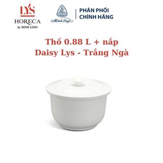 Thố 0.88 l + nắp - daisy lys - trắng ngà - gốm sứ cao cấp minh long i