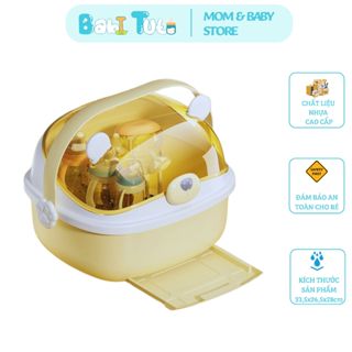 Úp Bình Sữa Hình Gấu Chất Liệu Nhựa Cao Cấp Cho Bé Có Nắp Đậy Tiện Lợi, Úp Bát Hình Gấu Nhỏ Gọn Kèm Tay Xách