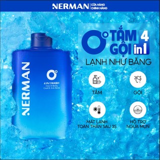 Sữa tắm gội MÁT LẠNH TOÀN THÂN CHỈ SAU 3S hương nước hoa cao cấp NERMAN 0 Độ 4in1 330ml
