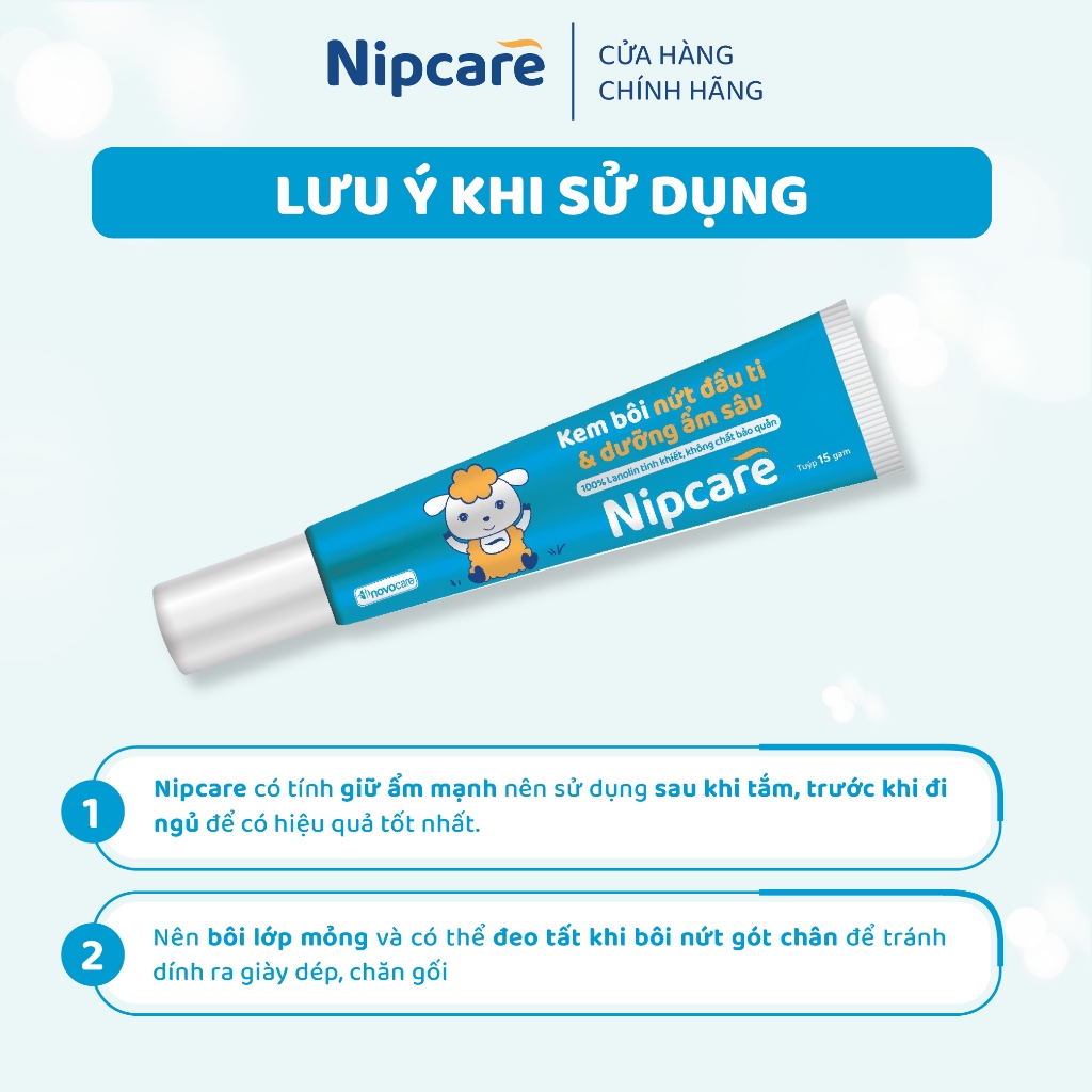 Kem bôi nứt đầu ti Nipcare 15g - dưỡng ẩm, làm mềm da, dùng được cho khô môi, nứt gót chân