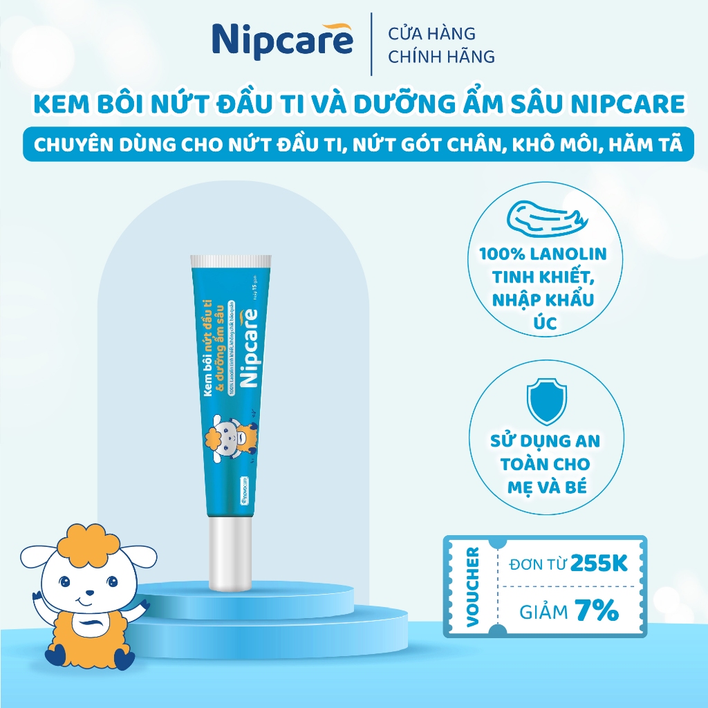 Kem bôi nứt đầu ti Nipcare 15g - dưỡng ẩm, làm mềm da, dùng được cho khô môi, nứt gót chân