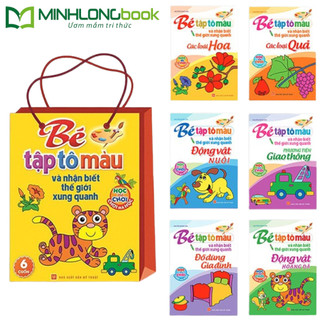 Sách: Combo Bé Tập Tô Màu Và Nhận Biết Thế Giới Xung Quanh (Túi 6 Cuốn)