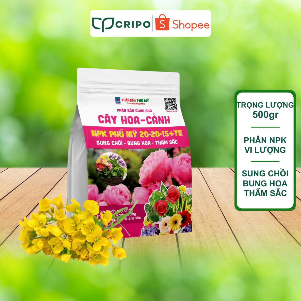 Phân Bón NPK Phú Mỹ 20-20-15+TE Bổ Sung Chất Dinh Dưỡng Cho Cây Hoa Cảnh Túi 500gr