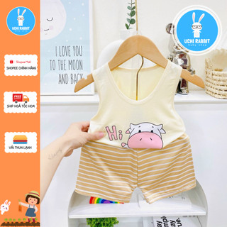 , Đồ bộ ba lỗ chú bò sữa cho bé mùa thu đông vải thun lạnh cao cấp cho bé gái, UCHI61