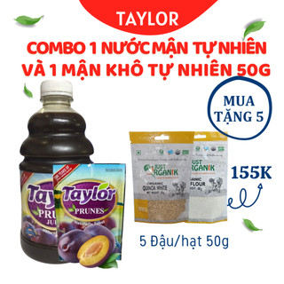 Combo 1 nước mận tự nhiên Taylor và 1 Mận sấy khô tự nhiên 50g - Hỗ trợ chứng táo bón cho mẹ và bé